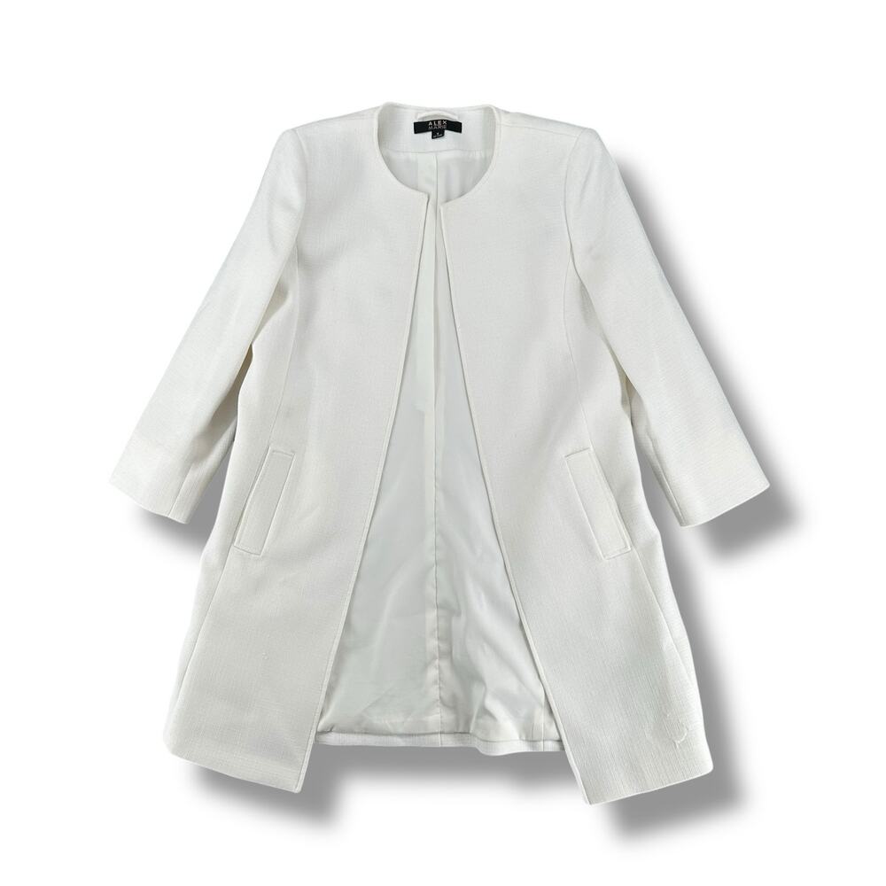 Alex Marie long white blazer oversized light jacket professional career chic 4 - Picture 2 of 7
